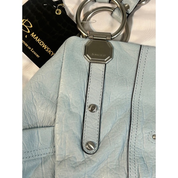 b. makowsky NWT Leather Cornith-style Tote in Bluebell - Picture 9 of 10